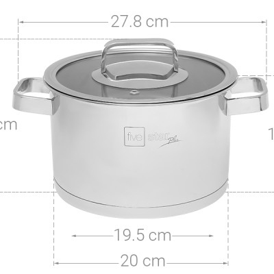 Bộ nồi và chảo chống dính vân đá inox 304 cao cấp Fivestar Plus 5 món nắp kính , tặng 1 vá canh