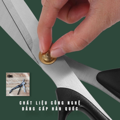 Kéo Hàn Quốc Nhà Bếp Kéo Cắt Gà Cắt Đồ Đa Năng Cao Cấp ( Tặng Khui Hộp 3 in 1 )