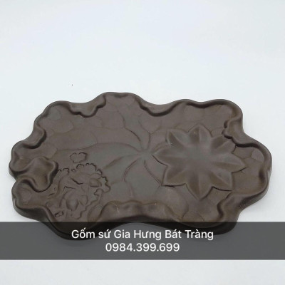 Bộ ấm chén khay lá sen Gôm sứ Bát Tràng