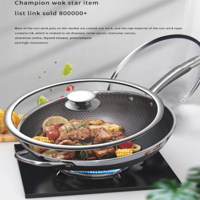 Chảo sâu lòng sử dụng công nghệ phủ chống dính là khoan khắc bề mặt inox 304 cao cấp DSP - Có 2 kích thước 32cm và 34cm - HÀNG NHẬP KHẨU