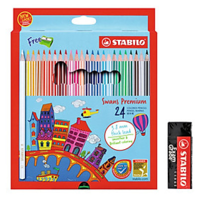 Bộ chì màu Swans 24 màu - Hộp 24 màu (CLP1869-24)