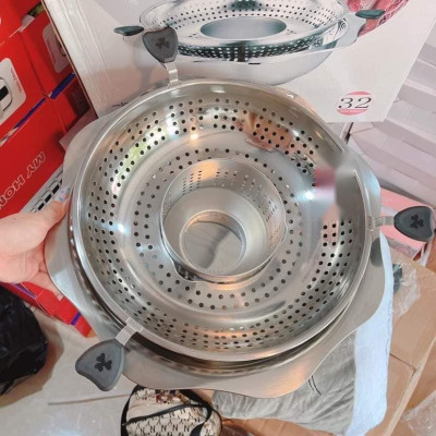 Nồi Lẩu Xoay, Nồi Lẩu Inox, Nồi Lầu 2 Tầng Phong Cách Hàn Quốc Size 32 - Hàng Nhập Khẩu