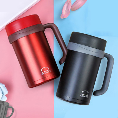Ca Giữ Nhiệt Bằng Thép Không Gỉ Lock&Lock New Basic Table LHC4026 500ml - Hàng Chính Hãng Tặng Combo Ống Hút + Cọ Rửa