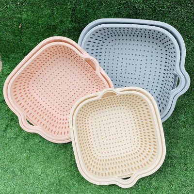 Sét Thau Rỗ Nhựa Đựng Rau Củ Quả 6 Món 3 Kích Thước Đa Năng Cao Cấp - Hàng Việt Nam