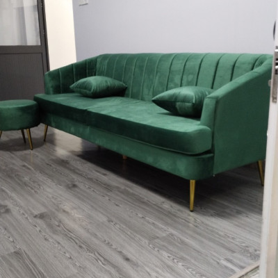Bộ sofa băng dài Juno Sofa 2m2 và 2 đôn tròn cùng màu
