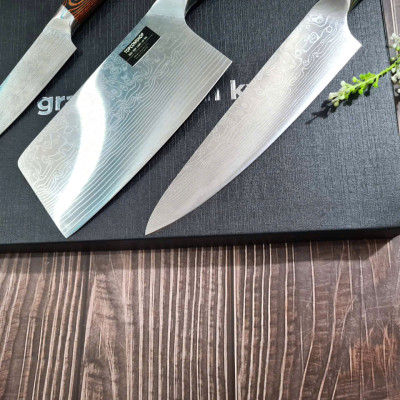 DAO - BỘ 3 DAO BẾP NHẬT BẢN THÉP DAMASCUS MÃ A6 DT2 nt topcomshop vn