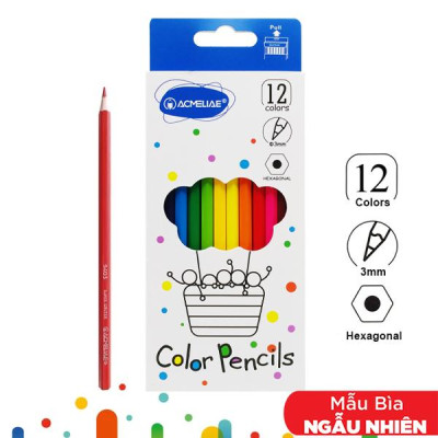 Hộp 12 Bút Chì Màu Lục Giác Dài - Acmeliae 9403-12 (Màu Bao Bì Giao Ngẫu Nhiên)