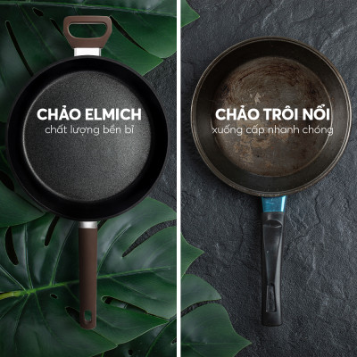 Chảo Chống Dính Siêu Bền Nhập Khẩu Elmich EL-8124 Size 24-28cm, Hàng Chính Hãng,Dùng Mọi Bếp-JoyMall