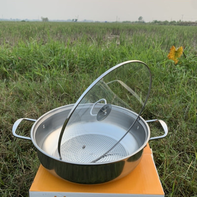 Nồi Lẩu Đáy Sần Nắp Kính Dày Dặn 30cm