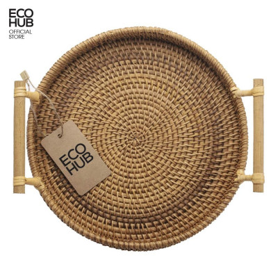 Khay mây tròn ECOHUB đựng đồ ăn tiện dụng có tay cầm
