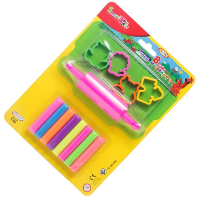 Sáp Nặn Học Tập 8 Màu Neon SMARTKIDS (4 Khuôn + 1 Cây Lăn) SK-BL8M5N