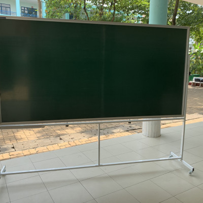 Bảng xoay 2 mặt có chân di động phấn từ và bút lông từ HQ Bavico - trắng+xanh nhiều kích thước
