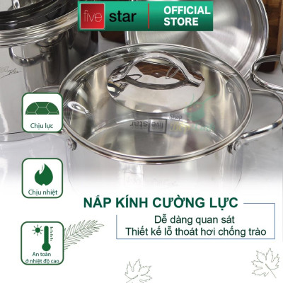 Bộ nồi chảo chống dính cao cấp Fivestar Plus 6 món nắp kính , dùng được mọi bếp , tặng 1 vá canh