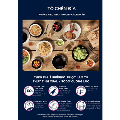 Tô thủy tinh Luminarc Diwali Hiwaii 21cm đựng thức ăn, kháng vỡ, cường lực - 1 cái - V4920