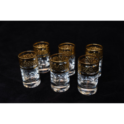 Bộ ly pha lê Tiệp cao cấp BOHEMIA 1239A, dung tích 35 ml, hoa tiết dây hoa mạ vàng, kiểu dáng sang trọng, hiện đại - Hàng chính hãng