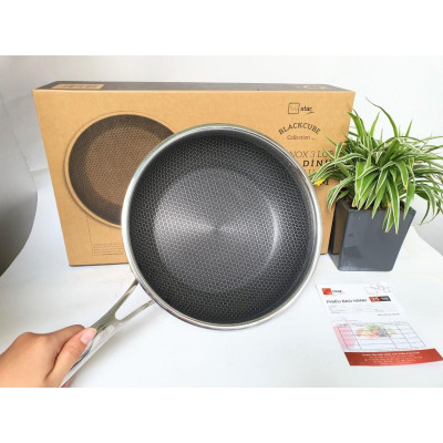 Chảo tổ ong cao cấp Blackcube FIVESTAR 3 lớp đáy liền inox 304 siêu bền , chống trầy xước 22cm / 24cm / 26cm / 28cm