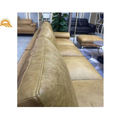 Combo ghế sofa băng da bò Italy Tundo màu vàng SFBCT02 hàng cao cấp chuẩn da bò nhập khẩu Ý