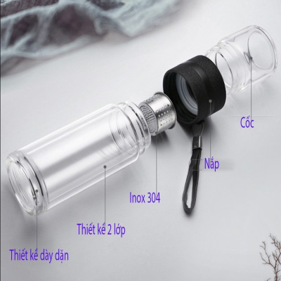 Bình Pha Trà Cao Cấp Cách Nhiệt Tốt Doron MS39 - Hai Lớp Thủy Tinh Giữ Nhiệt - Dung Tích 400ml - Hàng Chính Hãng