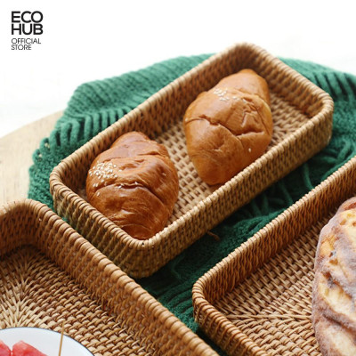 Bộ 3 Khay mây chữ nhật decor / bày đồ ăn (Rattan tray set of 3 Size) | EH063