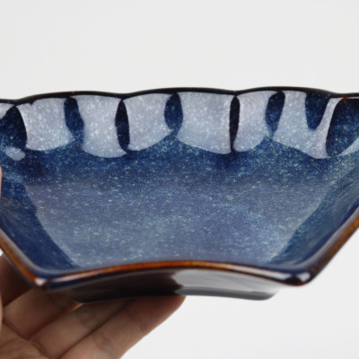 Bộ đồ ăn hoa mặt trời Bát Tràng men hỏa biến cao cấp - Cúng rằm/lễ/tết/chay/mặn/bày cỗ/tiếp khách-Xanh đá biển-55cm