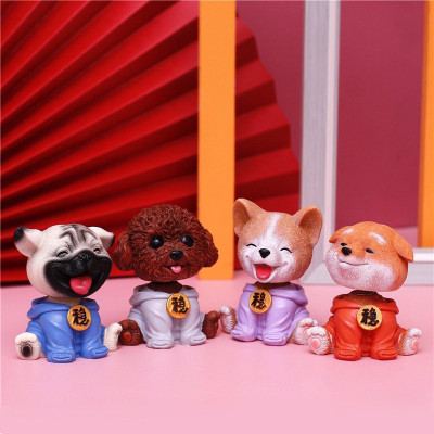 Mô Hình Tượng Trang Trí Chó Mặc Áo Hoodie Lắc Lắc Đầu - Art House