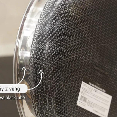 [Hàng chính hãng] Chảo chiên inox iMat Hybrid Blackcube 24cm, Phủ chống dính Ceramic đen
