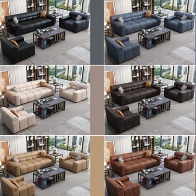 Bộ sofa bọc da văn phòng cao cấp Juno Sofa kèm ghế đơn HVPCT-15 