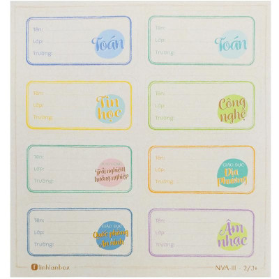 Bộ 28 Nhãn Vở A Cấp III - Linh Lan