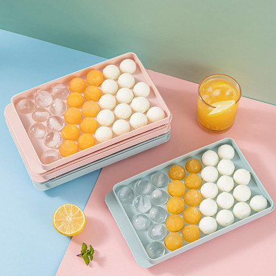 Khay Làm Đá Viên Tròn, Khay Đá Tròn Có Nắp Đậy Thông Minh, Khuôn Rau Câu Làm Thạch 33 Ô