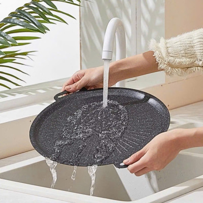 Chảo Vân Đá Nướng Không Dầu Chống Dính Size 34cm, Chảo Nướng Thịt BBQ Hàn Quốc Dùng Cho Mọi Loại Bếp - HÀNG CHÍNH HÃNG MINIIN