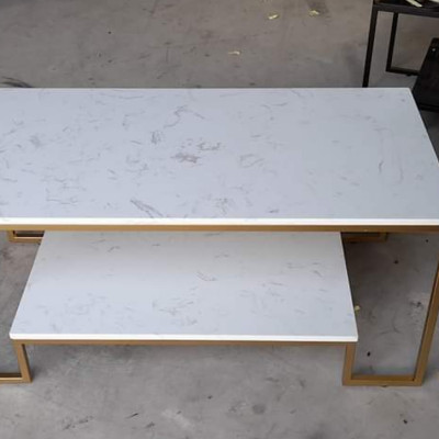 Bàn trà 2 Tầng Mặt đá vân mây Juno Sofa 50 x 100 x 45 cm