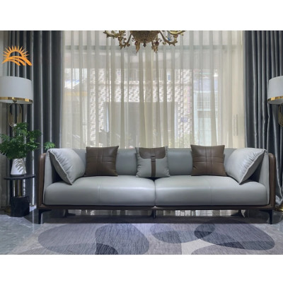 Combo ghế sofa băng da bò Italy Tundo màu xám SFBCT11 2m4 /1m2 hàng cao cấp chuẩn da bò nhập khẩu Ý