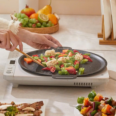 Chảo Vân Đá Nướng Không Dầu Chống Dính Size 34cm, Chảo Nướng Thịt BBQ Hàn Quốc Dùng Cho Mọi Loại Bếp - HÀNG CHÍNH HÃNG MINIIN