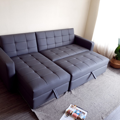 Sofa giường kéo góc L Juno sofa màu cam, xám, tro
