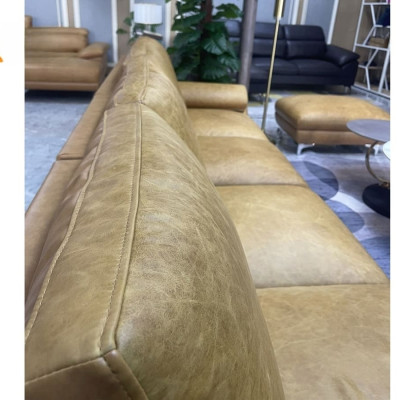 Combo ghế sofa băng da bò Italy Juno sofa màu vàng SFBCT02 hàng cao cấp chuẩn da bò nhập khẩu Ý