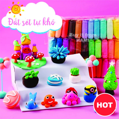 Đất sét, đất nặn tự khô  màu an toàn nặn hình đáng yêu siêu nhẹ an toàn cho bé, không mùi