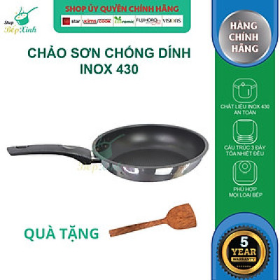 Chảo inox chống dính bếp từ Fivestar (16/20/22/24/26/28cm) tặng 1 sạn dừa,  bảo hành 5 năm