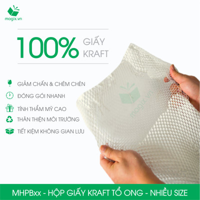 MHPB - Hộp giấy Kraft tổ ong chống sốc thay thế bóng khí xốp hơi đóng hàng - Nhiều màu - Nhiều kích thước