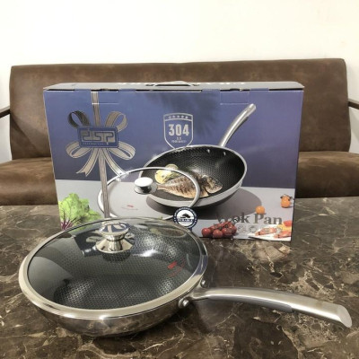 Chảo chống dính sâu lòng sử dụng công nghệ phủ khoan khắc bề mặt inox 304 cao cấp thương hiệu DSP - HÀNG NHẬP KHẨU