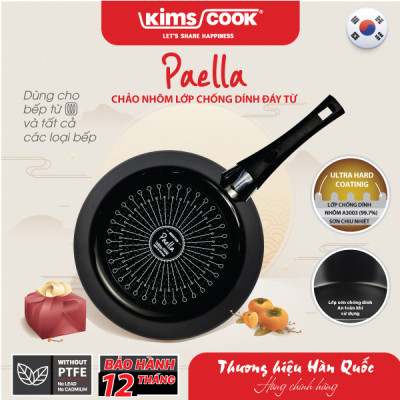 [CHỐNG DÍNH TỐT] Chảo Paella KimsCook PBO31 - Hợp Kim Nhôm Chống Dính - Dùng Cho Mọi Bếp - Hàng Chính Hãng