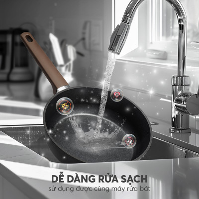 Chảo Chống Dính Siêu Bền Nhập Khẩu Elmich EL-8124 Size 24-28cm, Hàng Chính Hãng,Dùng Mọi Bếp-JoyMall