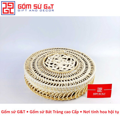 Khay mứt Tết vẽ bông sen Gốm Sứ G&T