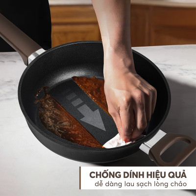 Chảo Chống Dính Siêu Bền Nhập Khẩu Elmich EL-8124 Size 24-28cm, Hàng Chính Hãng,Dùng Mọi Bếp-JoyMall