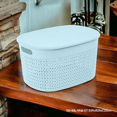 Giỏ Nhựa Đựng Đồ Đa Năng Có Nắp Đậy Cao Cấp Nhật- Đựng Sách Vở Đồ Cá Nhân Mỹ Phẩm Quần Áo Chăn Gối Ga Mền - Nhiều Màu Nhật Đẹp Có Tay Cầm, Phong Cách Nhật Bản Đơn Giản, Tiện Dụng, Vật Liệu An Toàn