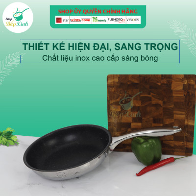 Chảo Chống Dính 3 Lớp Vân Đá Inox 304 Fivestar (22cm)