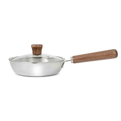 Chảo Inox 3 lớp đúc liền khối miệng rót Kalpen Rinmer 16cm kèm vung kính, bảo hành 5 năm