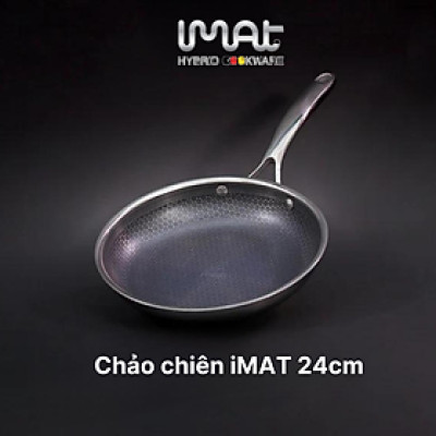 [Hàng chính hãng] Chảo chiên inox iMat Hybrid Blackcube 24cm, Phủ chống dính Ceramic đen