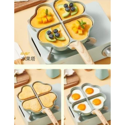 Chảo đá tình yêu chia 4 ngăn chống dính -chảo đá chiên trứng cán gỗ dùng cho bếp từ,ga,hồng ngoại - HÀNG CHÍNH HÃNG MINIIN