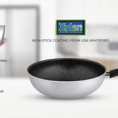 Chảo xào chống dính vân đá cao cấp, đáy từ Elmich 4702OL 30cm, Hàng chính hãng, Dùng được mọi loại bếp - JoyMall