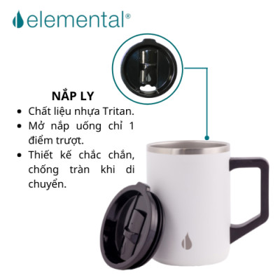 [Elemental chính hãng - Thương hiệu Mỹ] Cốc giữ nhiệt Elemental Summit 470ml, giữ nhiệt vượt trội, an toàn sức khỏe, inox 304, giá siêu hot